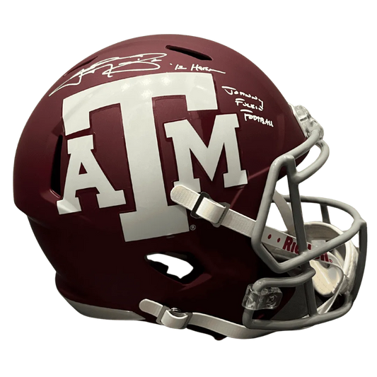 Johnny Manziel Texas A&M Autographed Full Size Replica Helmet with 2 Inscriptions - Beckett COA