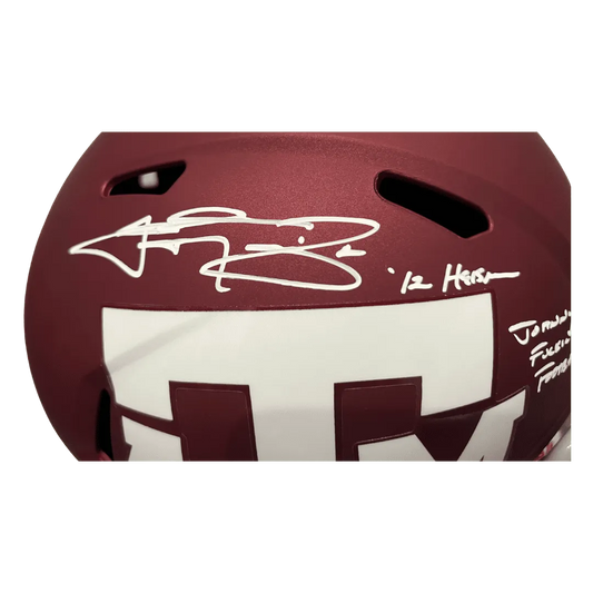 Johnny Manziel Texas A&M Autographed Full Size Replica Helmet with 2 Inscriptions - Beckett COA