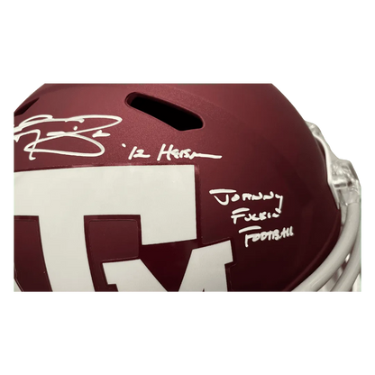 Johnny Manziel Texas A&M Autographed Full Size Replica Helmet with 2 Inscriptions - Beckett COA
