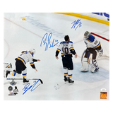 Jordan Binnington, Brayden Schenn & Jaden Schwartz St Louis Blues Triple Autographed SCF 16x20 Photo - JSA COA