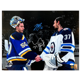 Jordan Binnington and Connor Hellebuyck St Louis Blues Dual Autographed 16x20 - JSA & Fan Cave COA