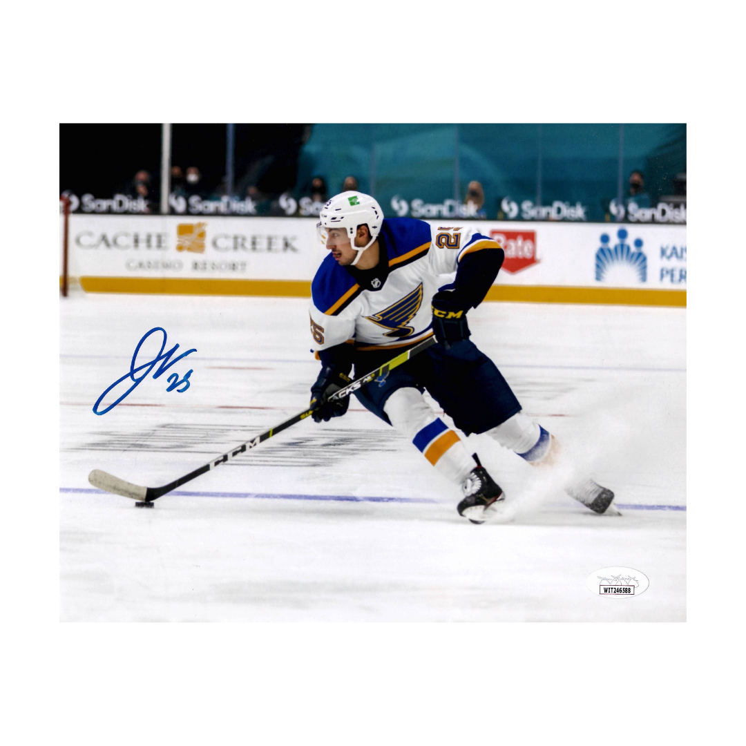 Jordan Kyrou St Louis Blues Autographed Away Photo - JSA COA