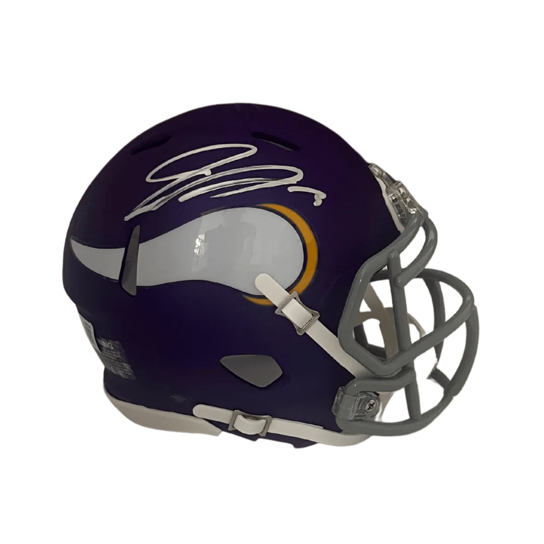 Jordan Addison Minnesota Vikings Autographed Tribute Mini Speed Replica Helmet - Beckett COA