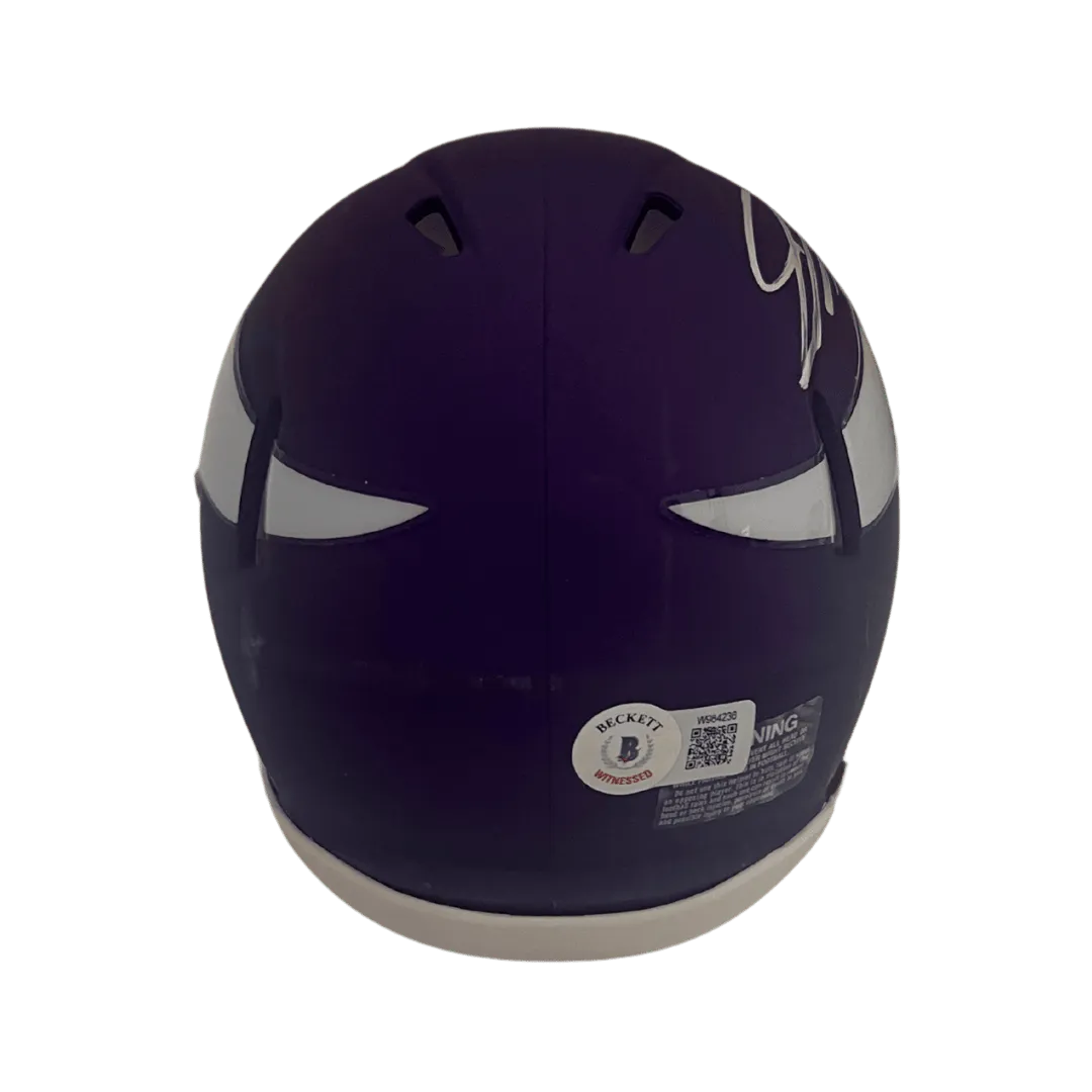 Jordan Addison Minnesota Vikings Autographed Tribute Mini Speed Replica Helmet - Beckett COA