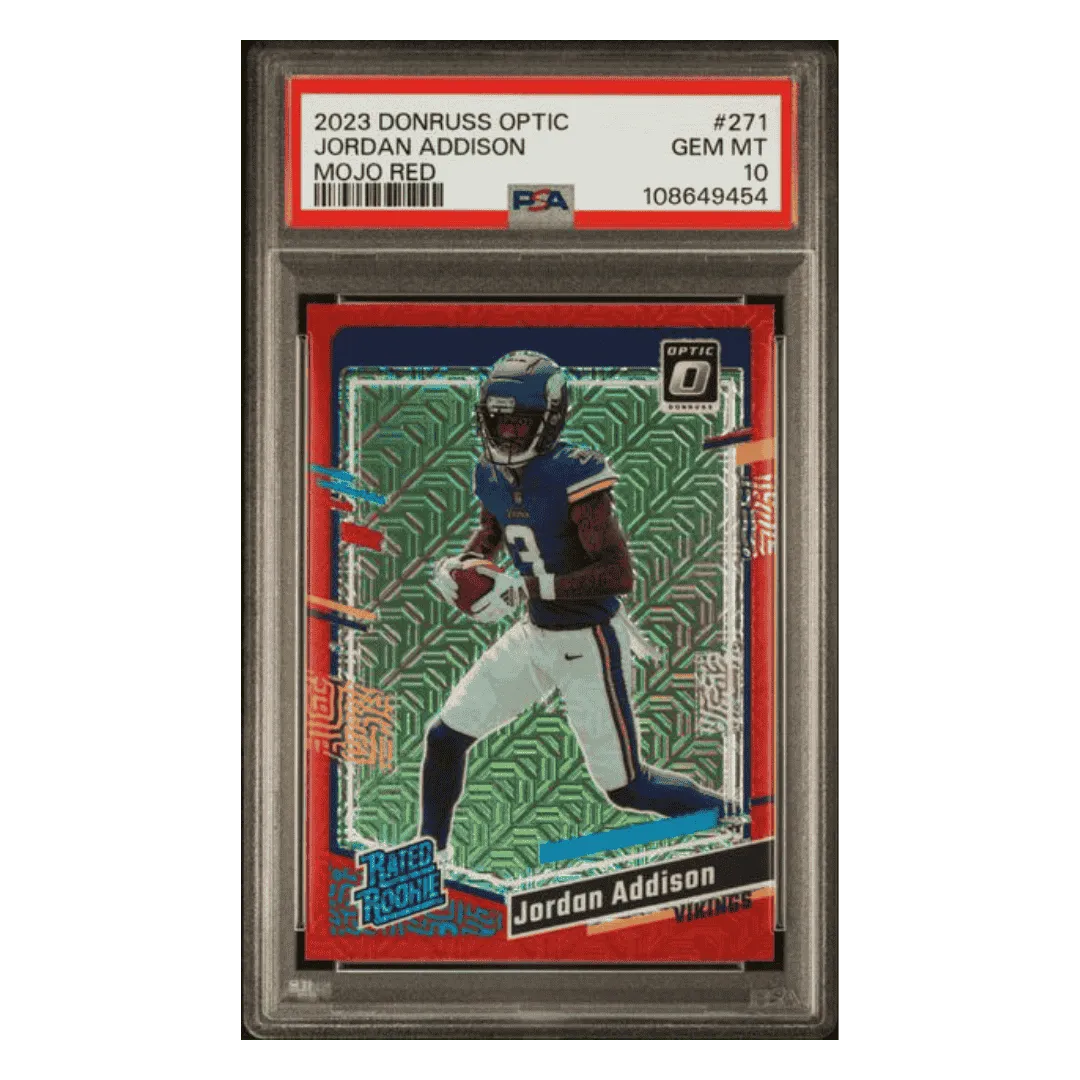 Jordan Addison PSA 10 2023 Panini Donruss Optic Mojo Red Rated Rookie Card #271