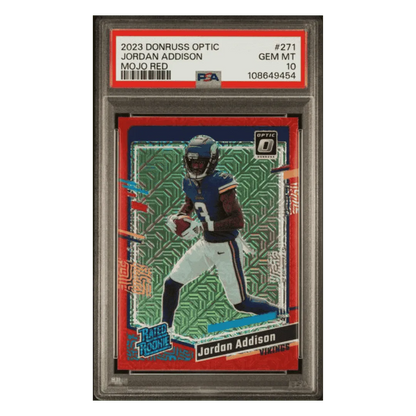Jordan Addison PSA 10 2023 Panini Donruss Optic Mojo Red Rated Rookie Card #271