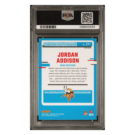 Jordan Addison PSA 10 2023 Panini Donruss Optic Mojo Red Rated Rookie Card #271