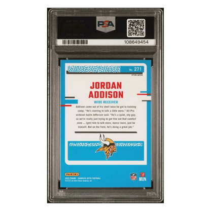 Jordan Addison PSA 10 2023 Panini Donruss Optic Mojo Red Rated Rookie Card #271