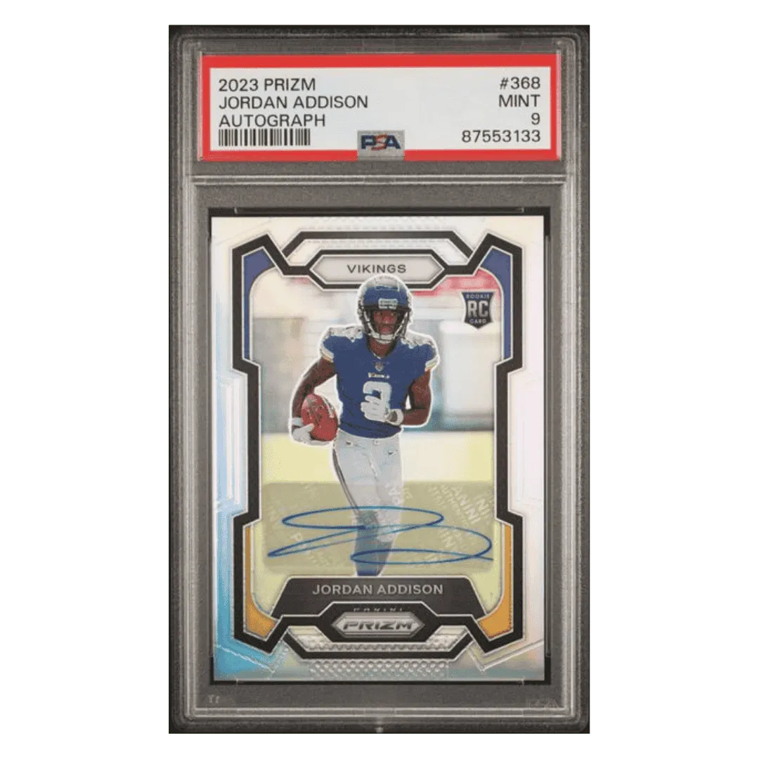 Jordan Addison PSA 9 2023 Panini Prizm Autograph Rookie RC Card #368