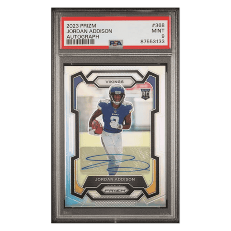 Jordan Addison PSA 9 2023 Panini Prizm Autograph Rookie RC Card #368