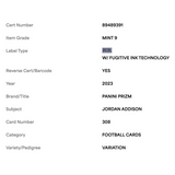 Jordan Addison PSA 9 2023 Panini Prizm Variation Rookie RC Card #308