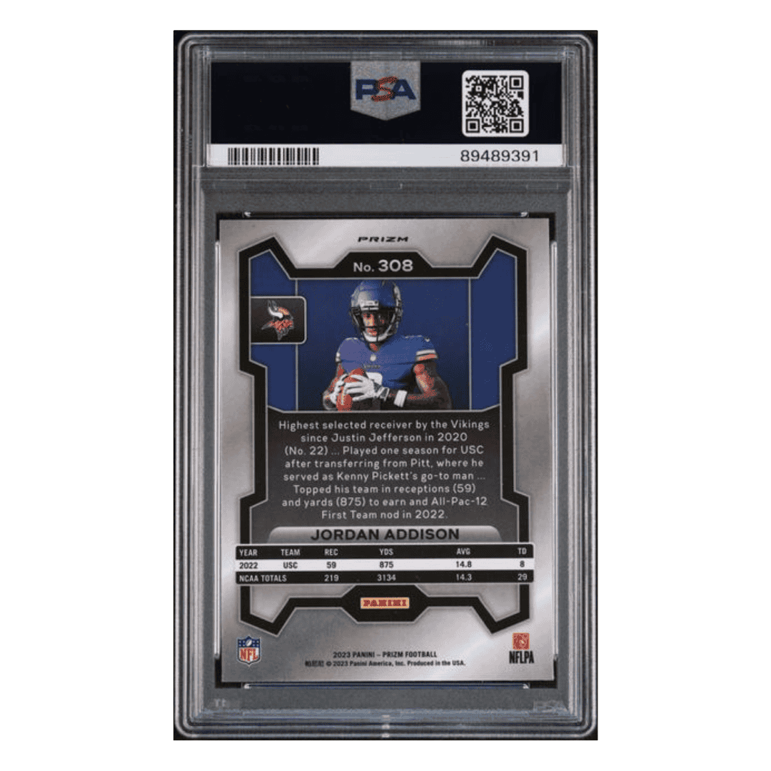 Jordan Addison PSA 9 2023 Panini Prizm Variation Rookie RC Card #308