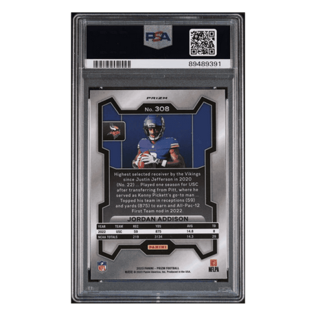Jordan Addison PSA 9 2023 Panini Prizm Variation Rookie RC Card #308