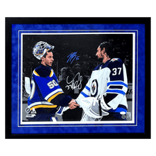 Jordan Binnington Connor Hellebuyck Dual Autographed Framed 16x20 Photo - JSA COA