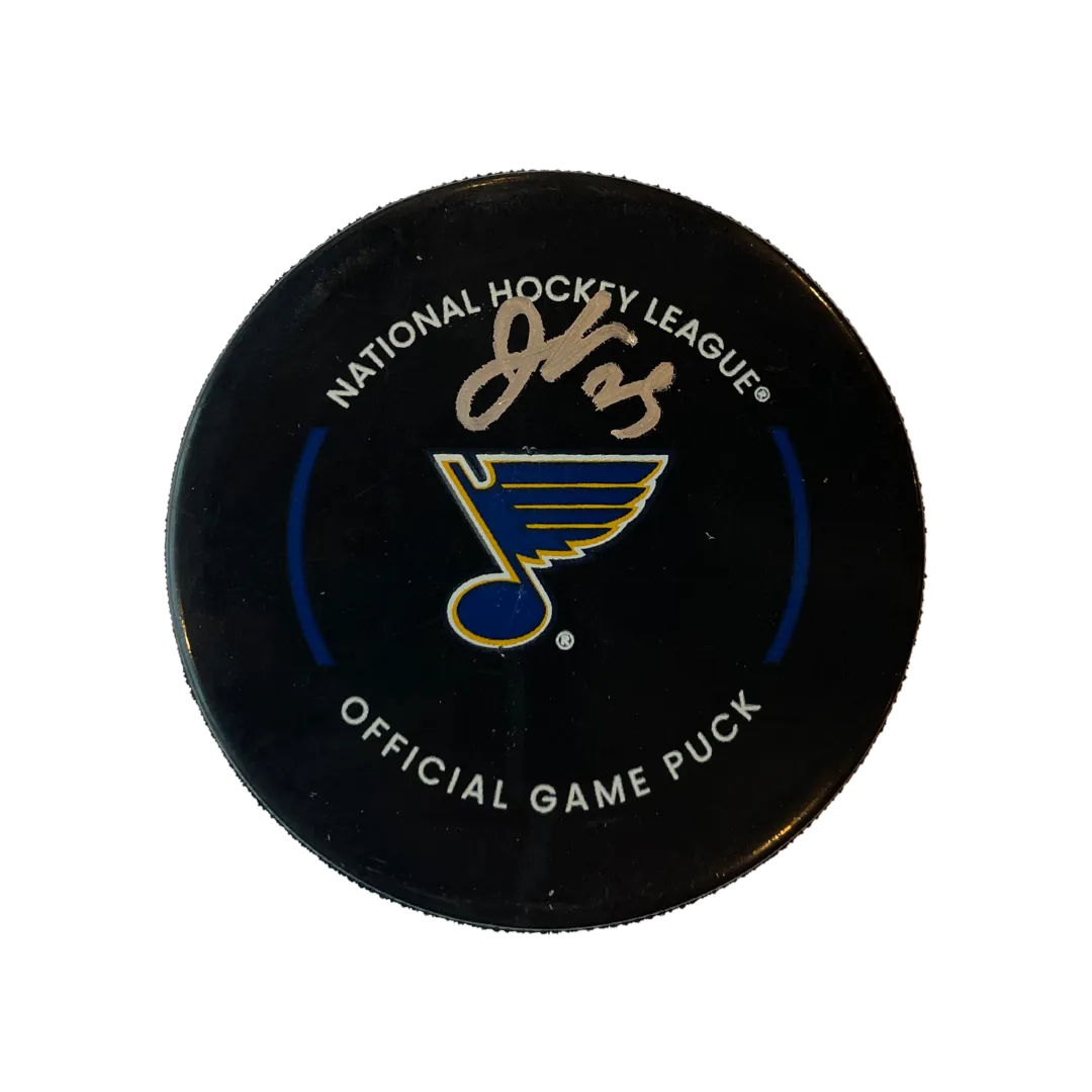 Jordan Kyrou St Louis Blues Autographed 2022- 2023 Official Game Puck - JSA COA