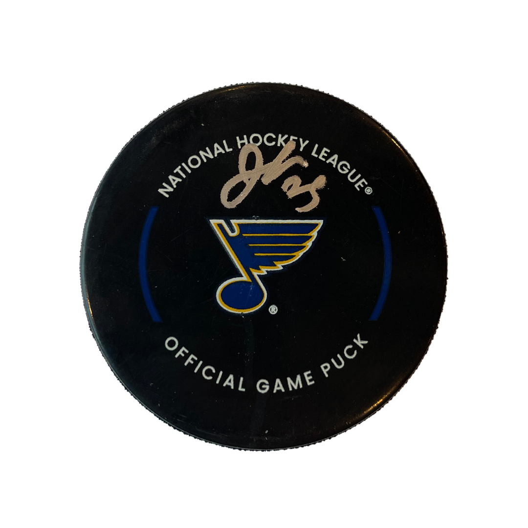 Jordan Kyrou St Louis Blues Autographed 2022- 2023 Official Game Puck - JSA COA