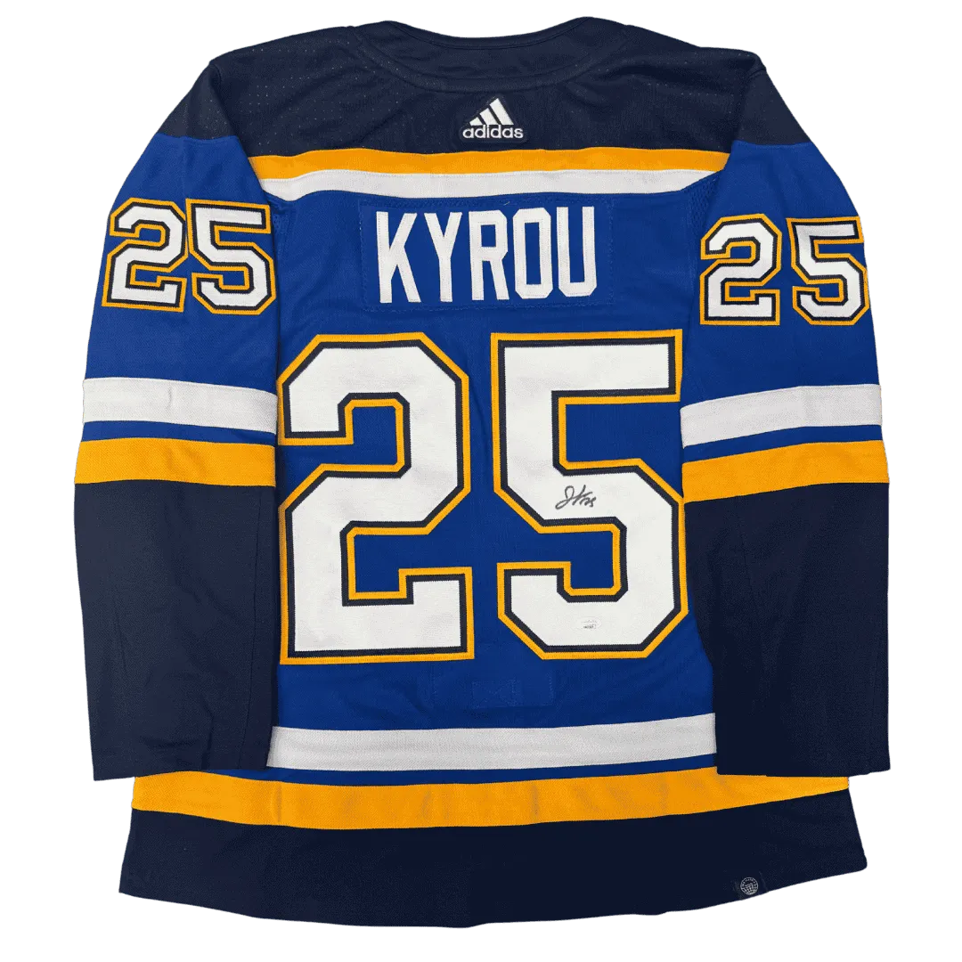 Jordan Kyrou St Louis Blues Autographed Adidas Home Jersey - JSA COA