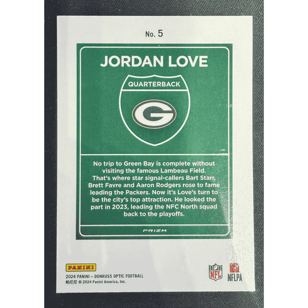 Jordan Love 2024 Panini Donruss Optic Downtown Card #5