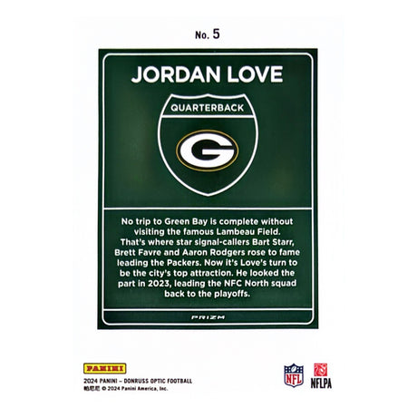 Jordan Love 2024 Panini Donruss Optic Downtown Card #5