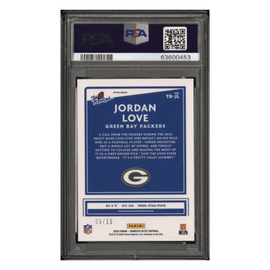 Jordan Love PSA 9 2020 Panini Donruss Optic The Rookies Gold #d/ 10 Card #JL