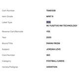 Jordan Love PSA 9 2020 Panini Prizm SP Rookie RC Card #363