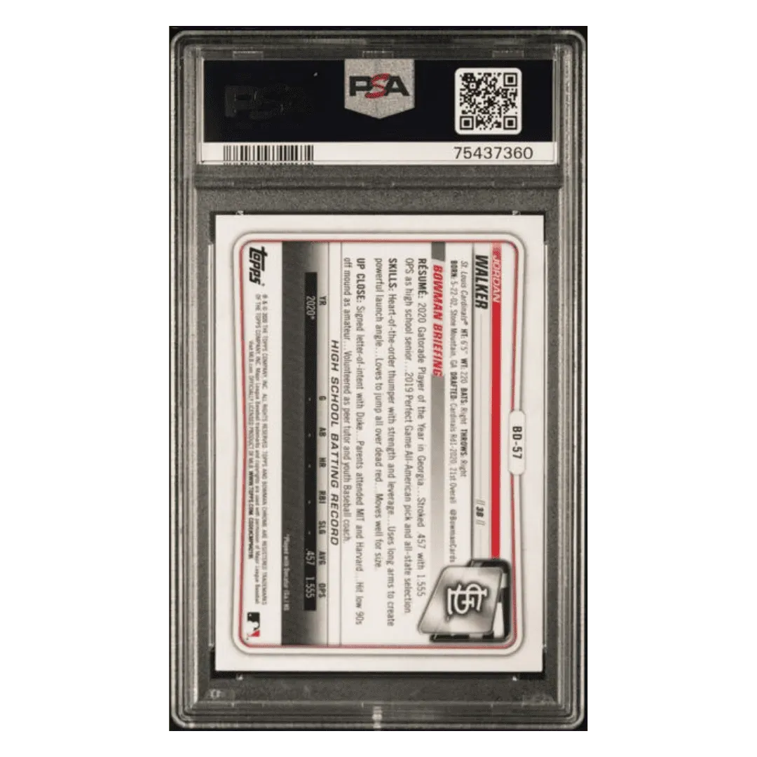 Jordan Walker PSA 10 2020 Bowman Draft Chrome Card #BD57