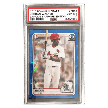 Jordan Walker PSA 10 2020 Bowman Draft Chrome Sapphire Edition Card #BD57
