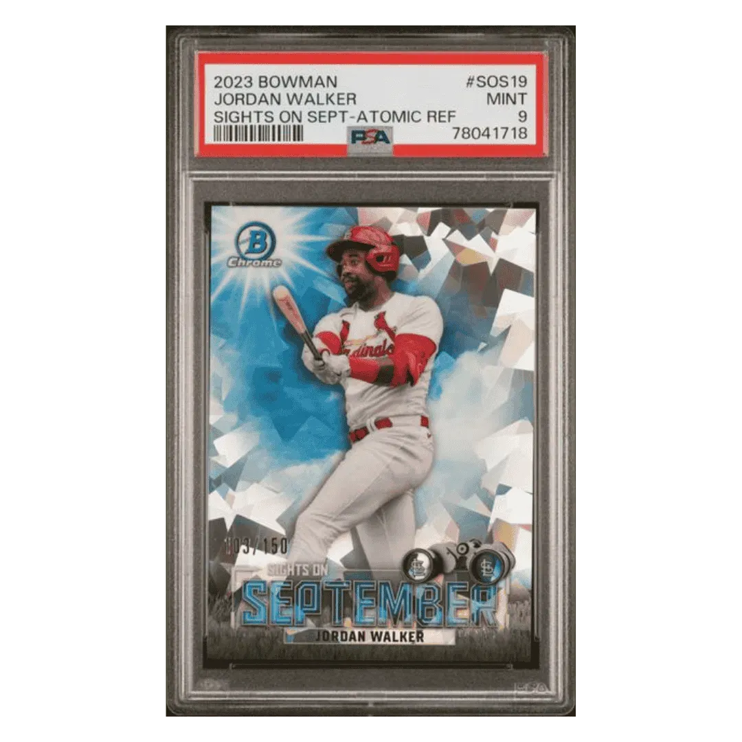 Jordan Walker PSA 9 2023 Bowman Sights on September Atomic Refractor #d/ 150 Card #SOS19