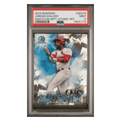 Jordan Walker PSA 9 2023 Bowman Sights on September Atomic Refractor #d/ 150 Card #SOS19