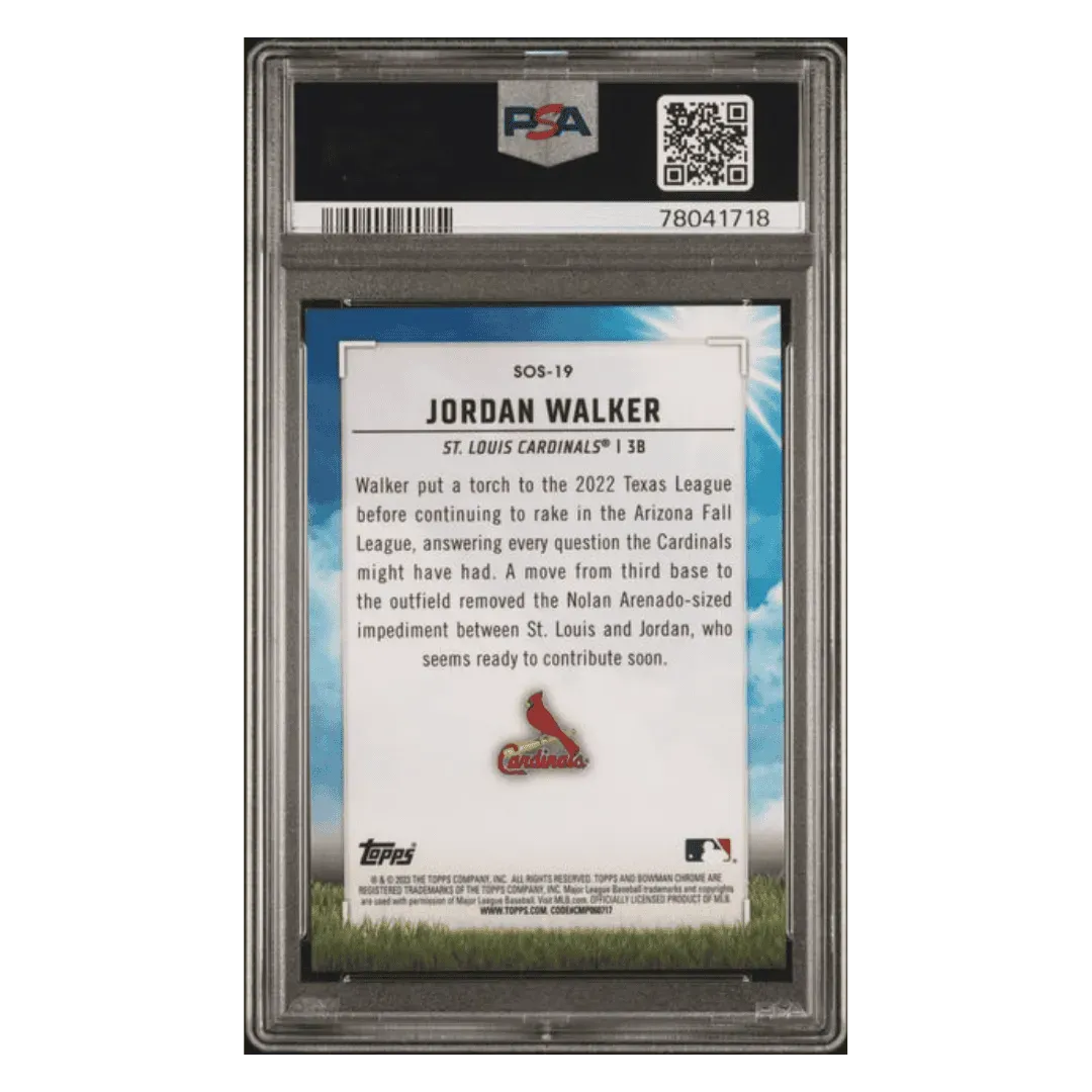 Jordan Walker PSA 9 2023 Bowman Sights on September Atomic Refractor #d/ 150 Card #SOS19