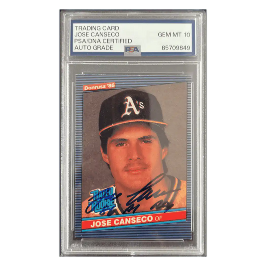 Jose Canseco 1985 Leaf Donruss Rated Rookie Autograph Card #39