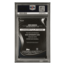 Jose Canseco PSA 10 2022 Topps Chrome Black Autograph Card #JCA