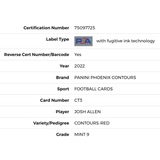 Josh Allen PSA 9 2022 Panini Phoenix Contours Red #d/199 Card #CT3