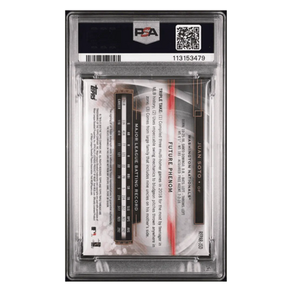 Juan Soto PSA 10 2019 Topps Triple Threads Rookies Future Phenom Autograph Relic Emerald #d/ 50 Card #JSO