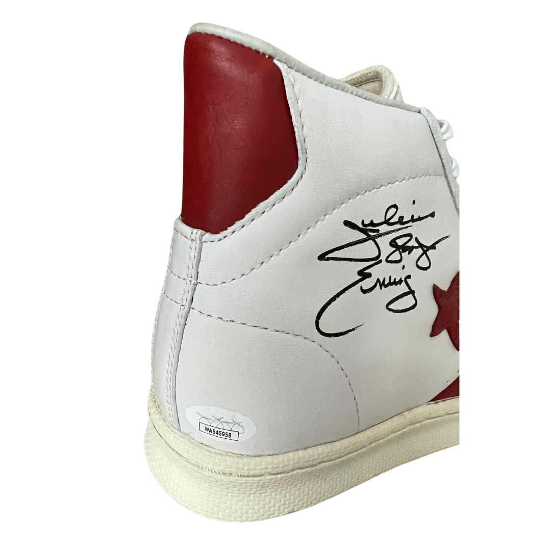 Julius Erving Dr J Philadelphia 76ers Autographed Converse All Star Sneaker - JSA COA