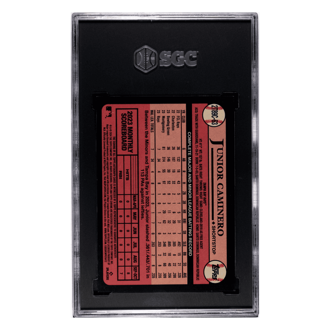 Junior Caminero SGC 9 2024 Topps Chrome '89 Design Autographed Rookie RC Card #2T89C-63