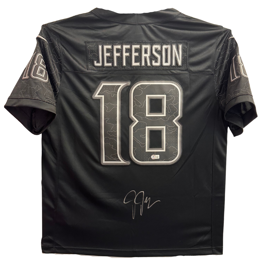 Justin Jefferson Minnesota Vikings Autographed Black Nike Reflective Jersey - Beckett COA
