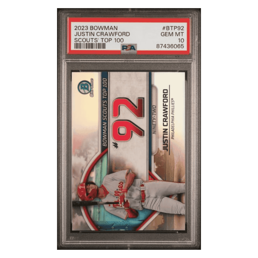 Justin Crawford PSA 10 2023 Bowman Chrome Scouts Top 100 Card #BTP92