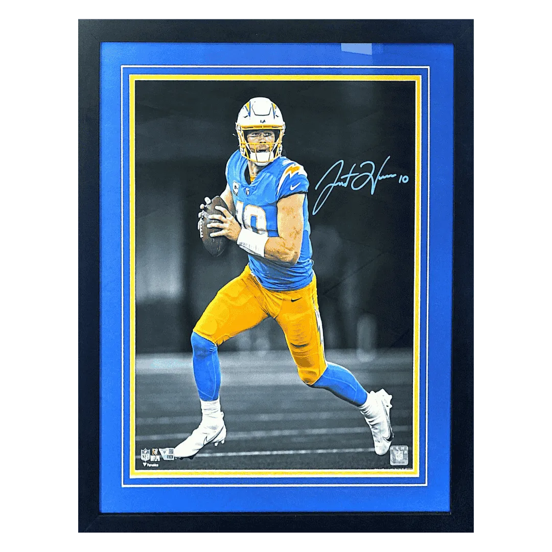Justin Herbert Los Angeles Chargers Autographed Framed 16x20 Photo - Fanatics COA