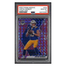 Justin Herbert PSA 10 2020 Panini Mosaic Camo Pink Rookie RC Card #204