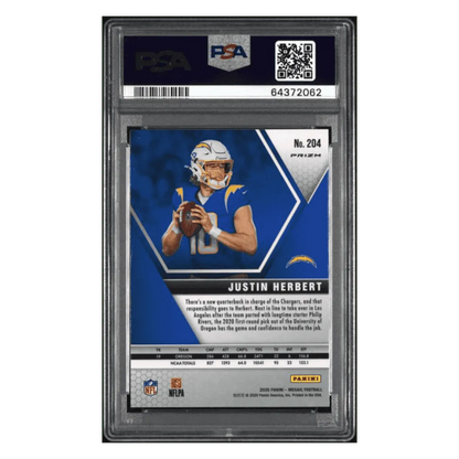 Justin Herbert PSA 10 2020 Panini Mosaic Camo Pink Rookie RC Card #204