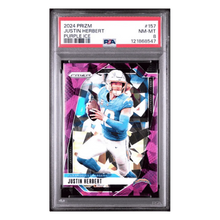 Justin Herbert PSA 8 2024 Panini Prizm Purple Ice #d/ 225 Card #157
