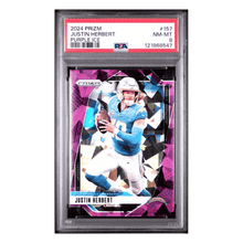 Justin Herbert PSA 8 2024 Panini Prizm Purple Ice #d/ 225 Card #157