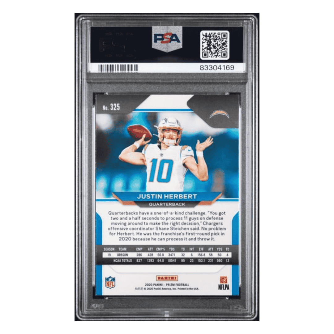 Justin Herbert PSA 9 2020 Panini Prizm Rookie RC Card #325