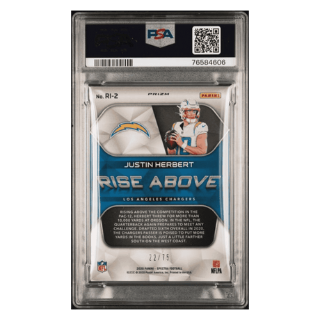 Justin Herbert PSA 9 2020 Panini Spectra Rise Above #d/75 Card #RI2