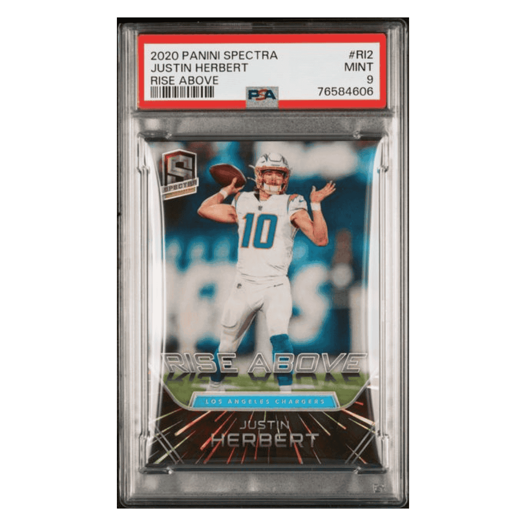 Justin Herbert PSA 9 2020 Panini Spectra Rise Above #d/75 Card #RI2
