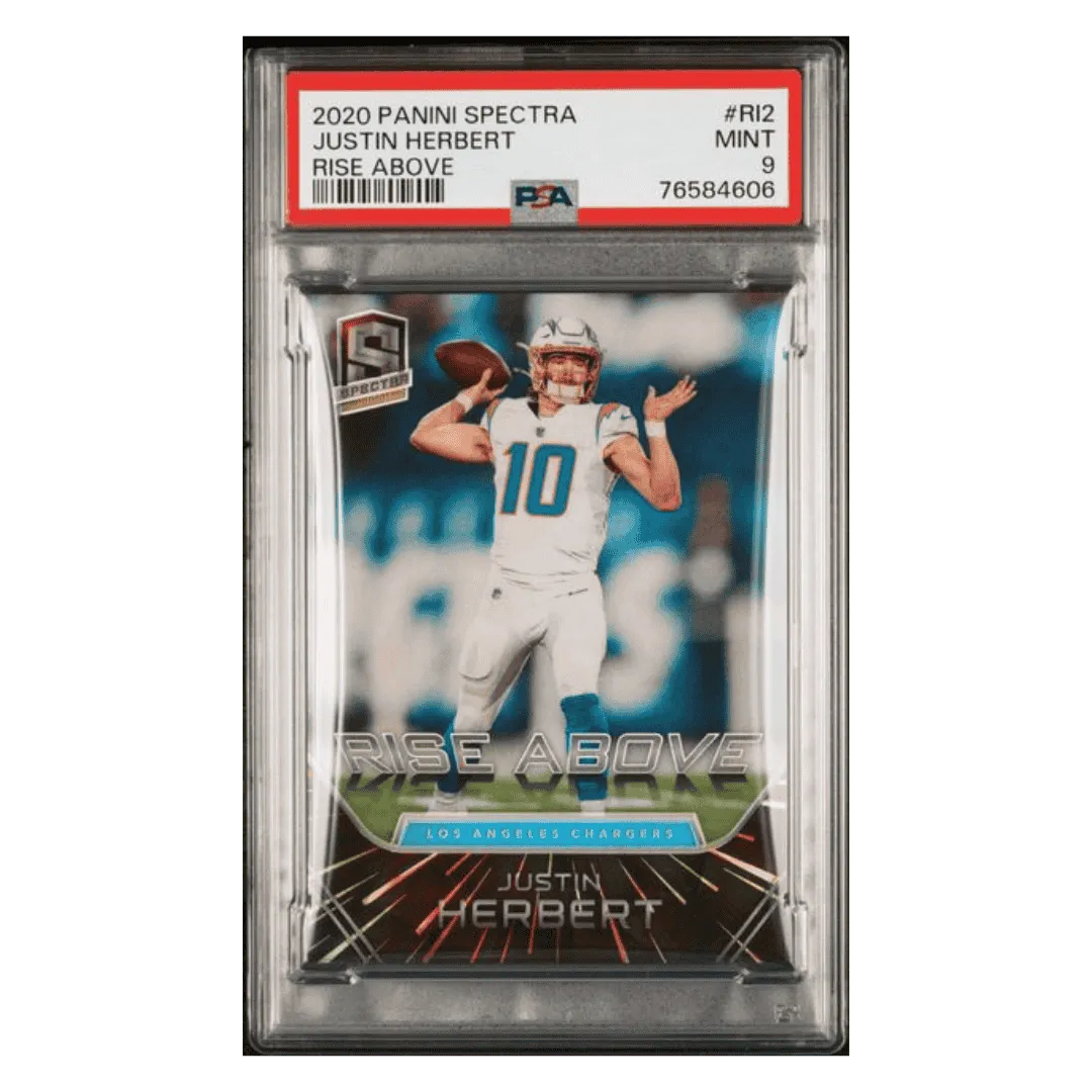 Justin Herbert PSA 9 2020 Panini Spectra Rise Above #d/75 Card #RI2