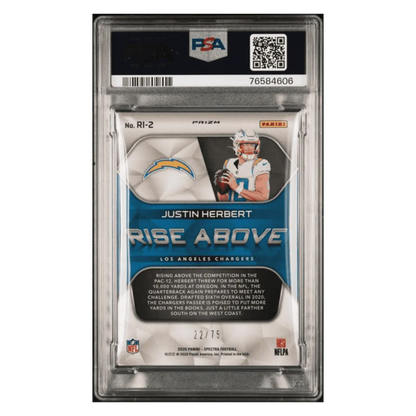 Justin Herbert PSA 9 2020 Panini Spectra Rise Above #d/75 Card #RI2