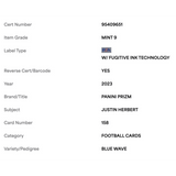 Justin Herbert PSA 9 2023 Panini Prizm Blue Wave #d/ 199 Card #158