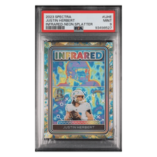 Justin Herbert PSA 9 2023 Panini Spectra Infrared Neon Splatter #d/ 8 Card #IJHE